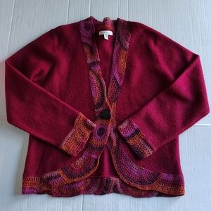 Northern Isles Wool Rabbit Hair Sweater Size Large Women's Purple Circle Button